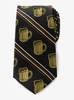 Beer Aficionado Black Striped Silk Blend Tie