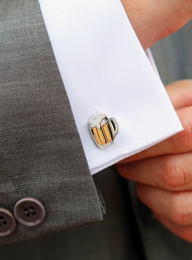 Beer Hidden Message Silver Cufflinks