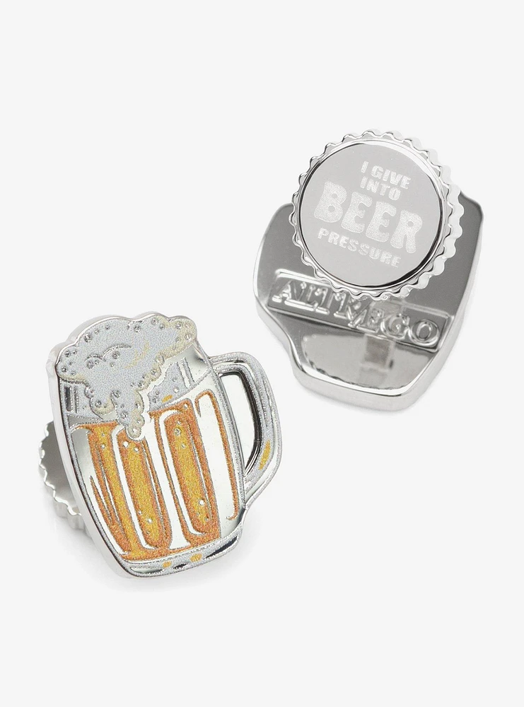 Beer Hidden Message Silver Cufflinks