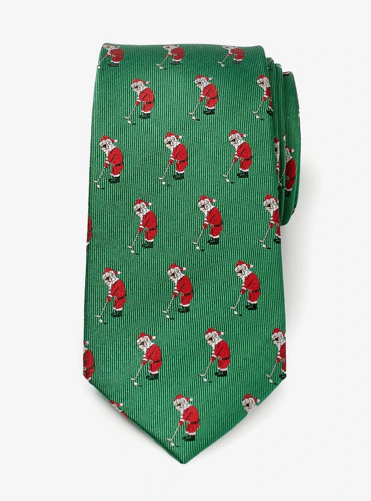 Santa Golf Par-Tee Green Silk Blend Tie