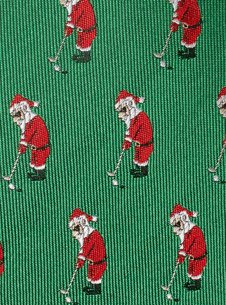 Santa Golf Par-Tee Green Silk Blend Tie