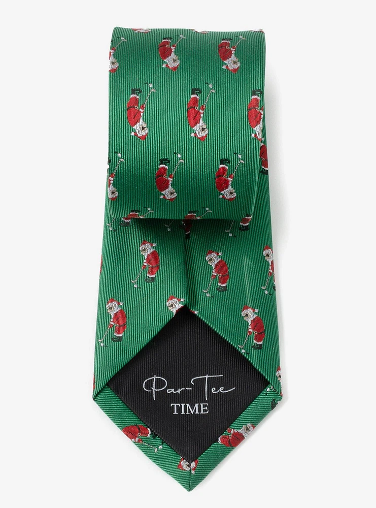 Santa Golf Par-Tee Green Silk Blend Tie