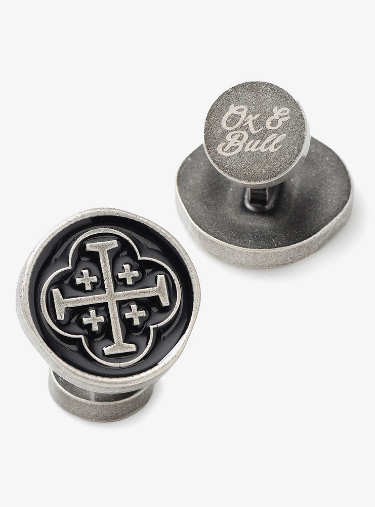 Shipwreck Cross Coin Antique Silver Cufflinks