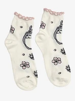 Studio Ghibli® My Neighbor Totoro Cherry Blossom Ruffle Quarter Crew Socks — BoxLunch Exclusive