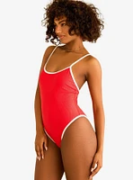 Dippin' Daisy's Star Scoop Neckline Swim One Piece Poppy White Rib