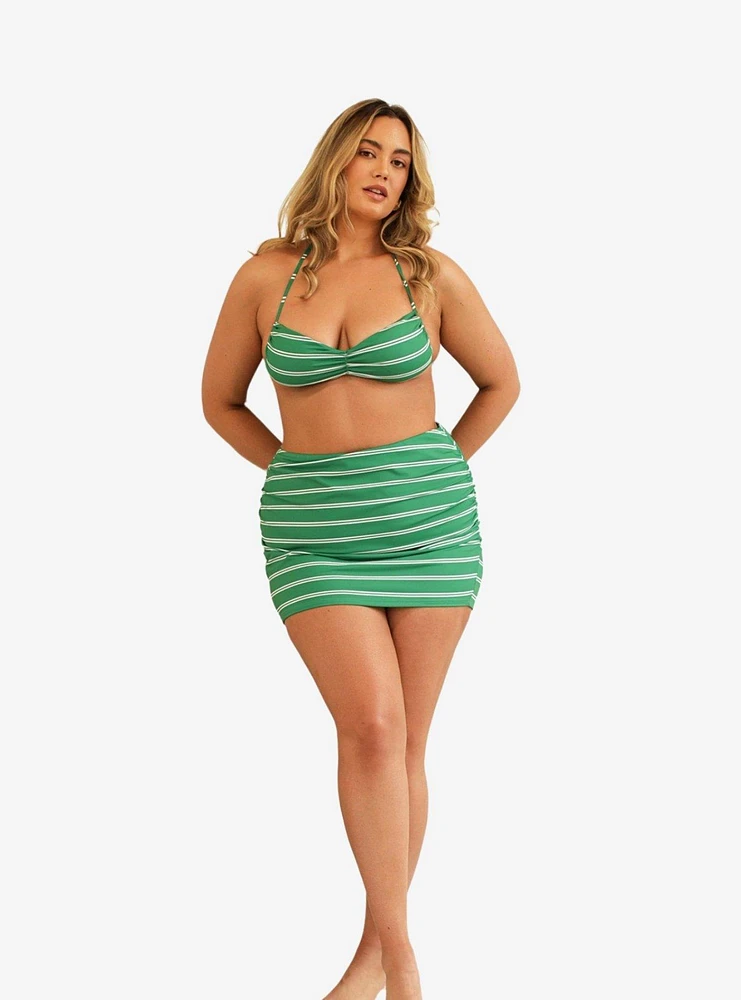 Dippin' Daisy's Lucky Swim Mini Length Skirt Green Moto Stripe