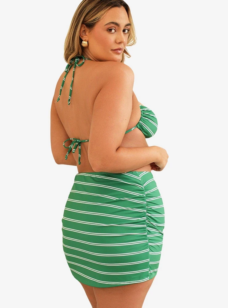 Dippin' Daisy's Lucky Swim Mini Length Skirt Green Moto Stripe