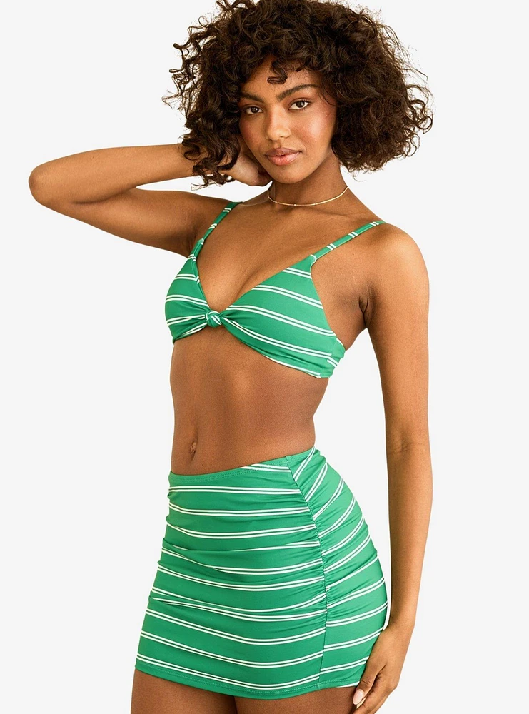 Dippin' Daisy's Lucky Swim Mini Length Skirt Green Moto Stripe