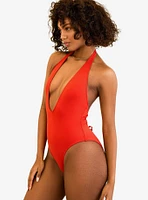 Dippin' Daisy's Cheryl Low Cut V-Neck Swim One Piece Poppy