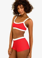 Dippin' Daisy's Farrah Elastic Waist Booty Short Poppy White Rib