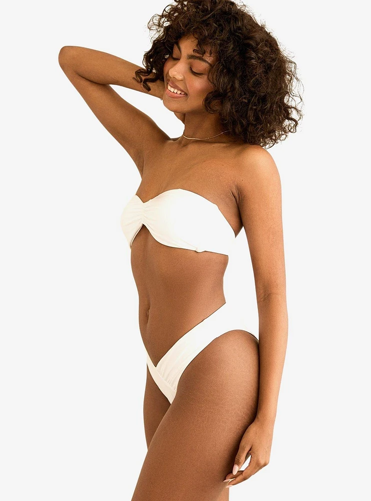 Dippin' Daisy's Angel Asymmetrical V-Cut Swim Bottom White