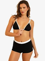 Dippin' Daisy's Billy Double Strap Swim Top Black Rib