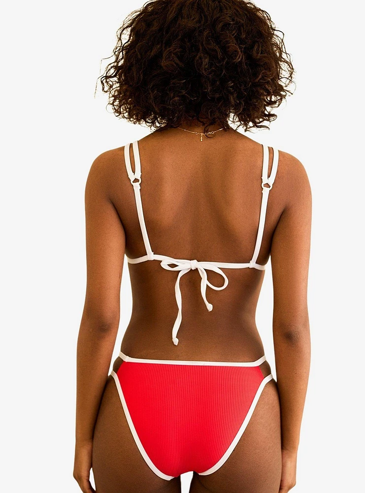 Dippin' Daisy's Billy Double Strap Swim Top Poppy White Rib