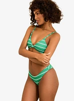 Dippin' Daisy's Nocturnal Cheeky Swim Bottom Green Moto Stripe