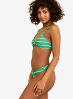 Dippin' Daisy's Zen Knotted Triangle Swim Top Green Moto Stripe