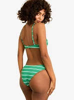 Dippin' Daisy's Zen Knotted Triangle Swim Top Green Moto Stripe