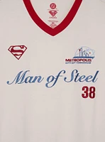 DC Comics Superman Man of Steel Embroidered Ringer V-Neck T-Shirt - BoxLunch Exclusive