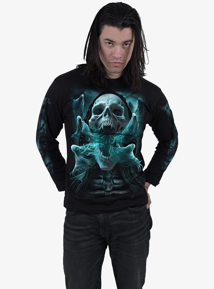 Spiral Ghost Skull Long Sleeve T-Shirt