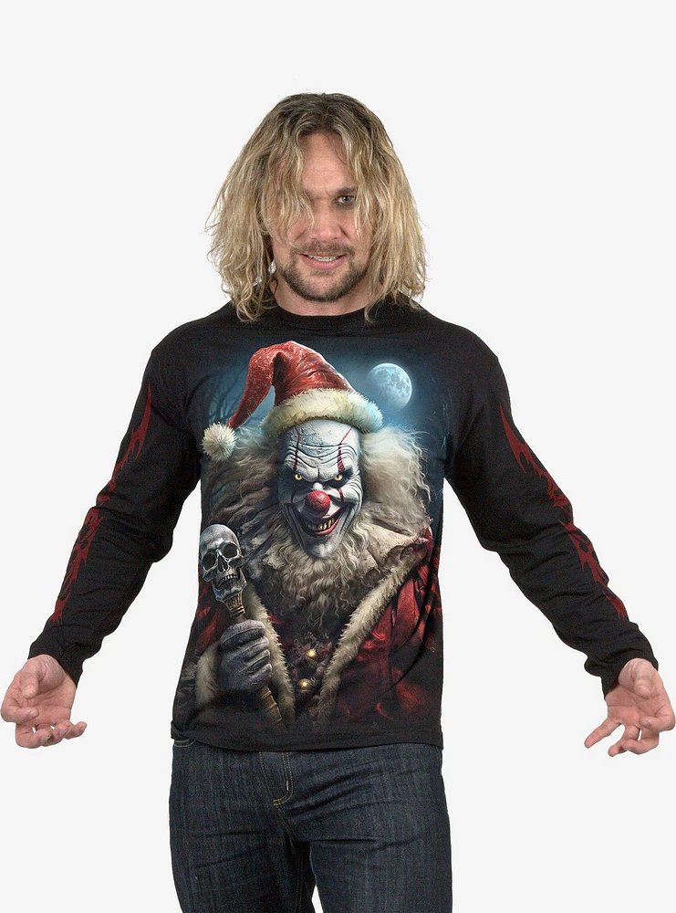 Spiral Santa Clown Long Sleeve T-Shirt