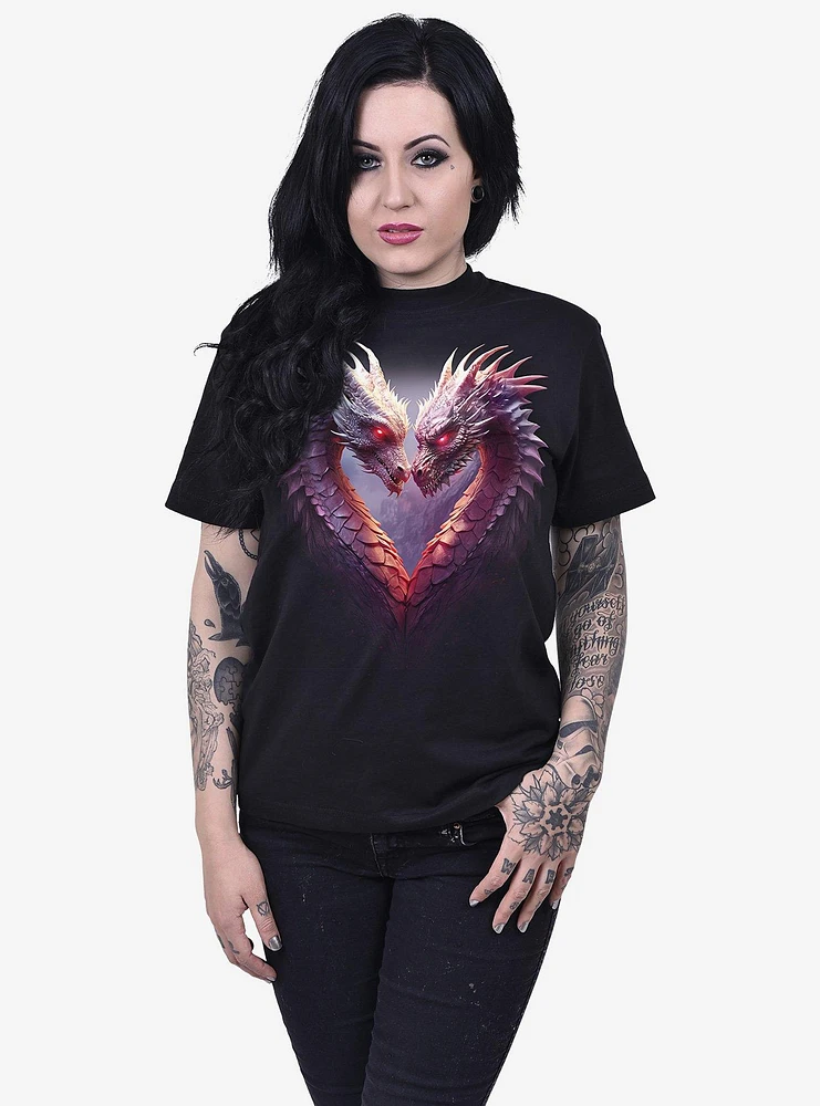 Spiral Heart of Dragons Front Print T-Shirt