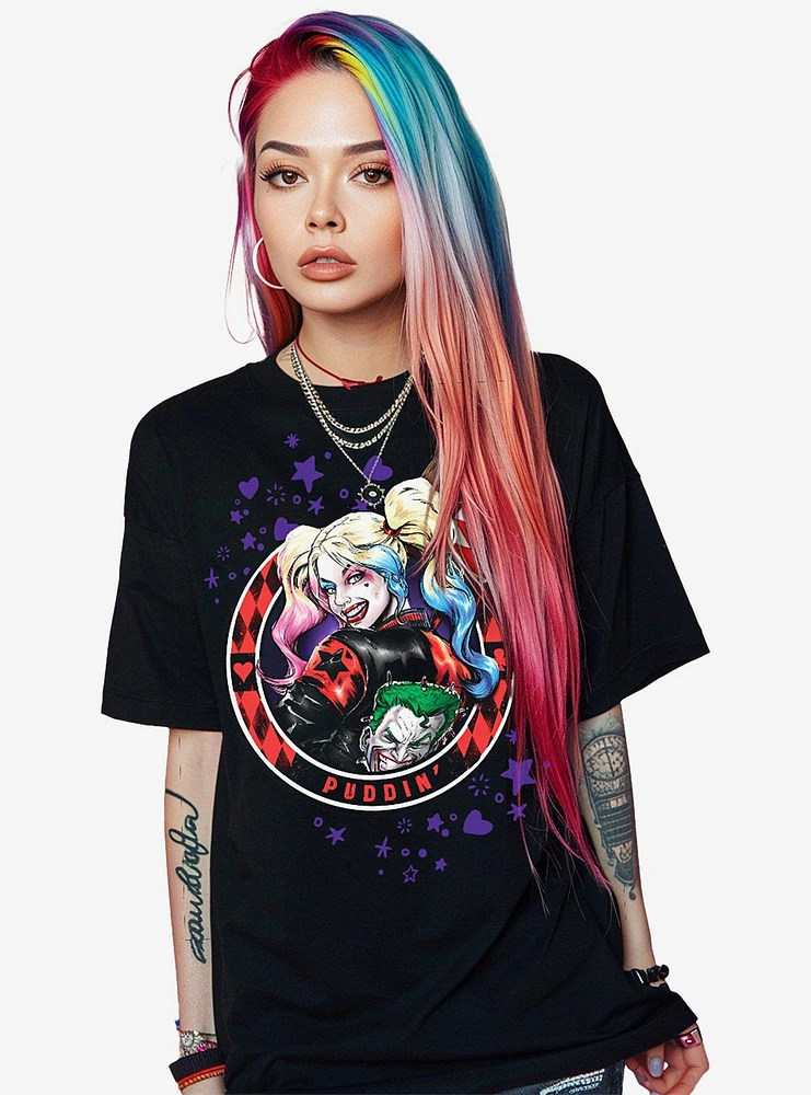 Spiral Harley Quinn Puddin' Front Print T-Shirt