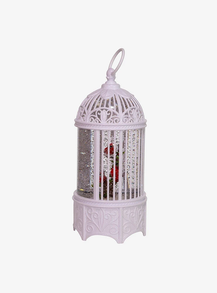 LED Swirl Cardinals in Water Bird Cage