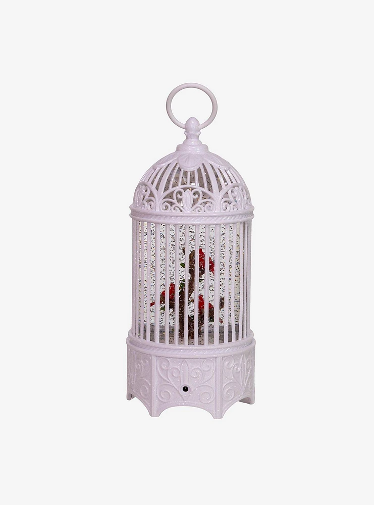 LED Swirl Cardinals in Water Bird Cage