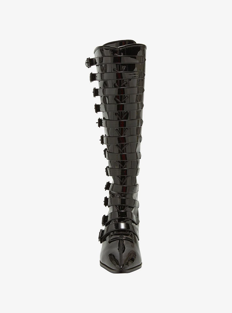 Strange Cvlt Coven Black Patent Knee-High Boots