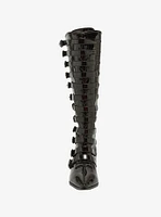 Strange Cvlt Coven Black Patent Knee-High Boots