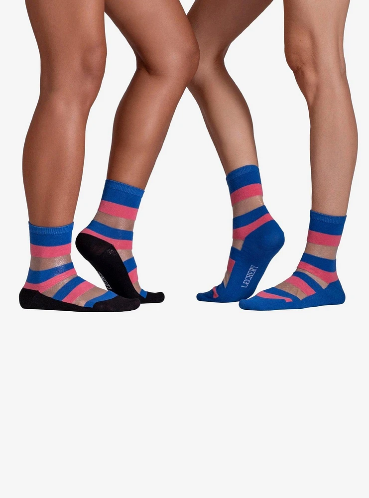 Stripes Sheer Crew Socks (2 Pairs)