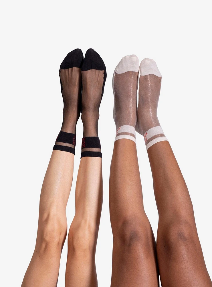 LECHERY Be Kind & Good Vibes Only Sheer Crew Socks (2 Pairs)