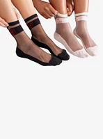 Be Kind & Good Vibes Only Sheer Crew Socks (2 Pairs)