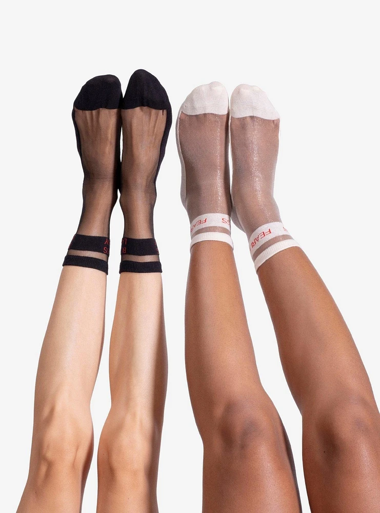 LECHERY Fearless & Boss Lady Sheer Crew Socks (2 Pairs)