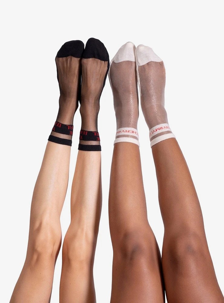 LECHERY #MyLECHERY & You're Beautiful Sheer Crew Socks (2 Pairs)