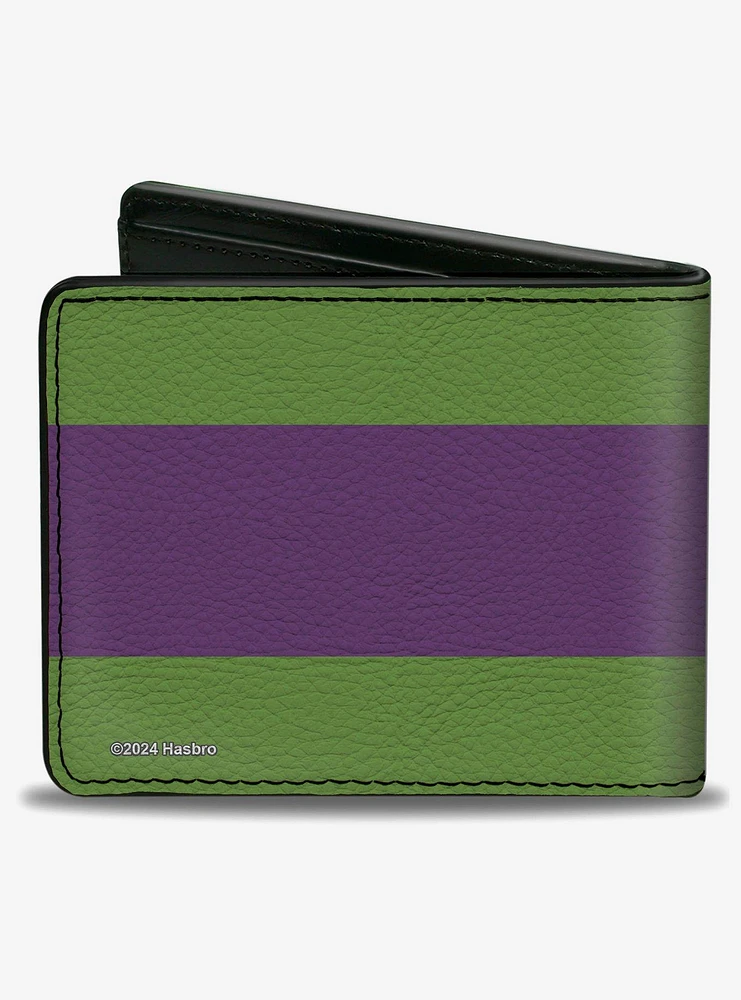 Transformers Decepticon Shield and Stripe Green Purple White Bifold Wallet