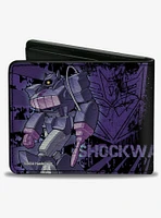 Transformers Shockwave Poses and Decepticon Shield Purples Bifold Wallet