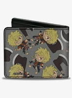 Hells Paradise Chibi Aza Chobei Axe Poses Scattered Gray Bifold Wallet