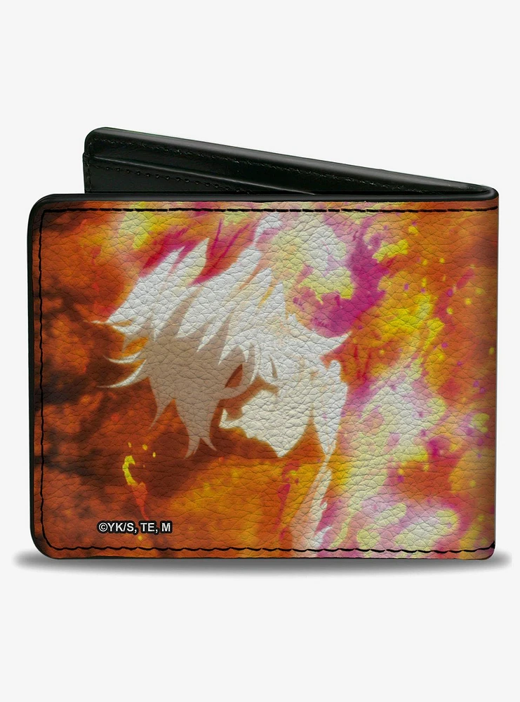 Hells Paradise Kanji Title Logo and Gabimaru Fire Pose Orange Bifold Wallet