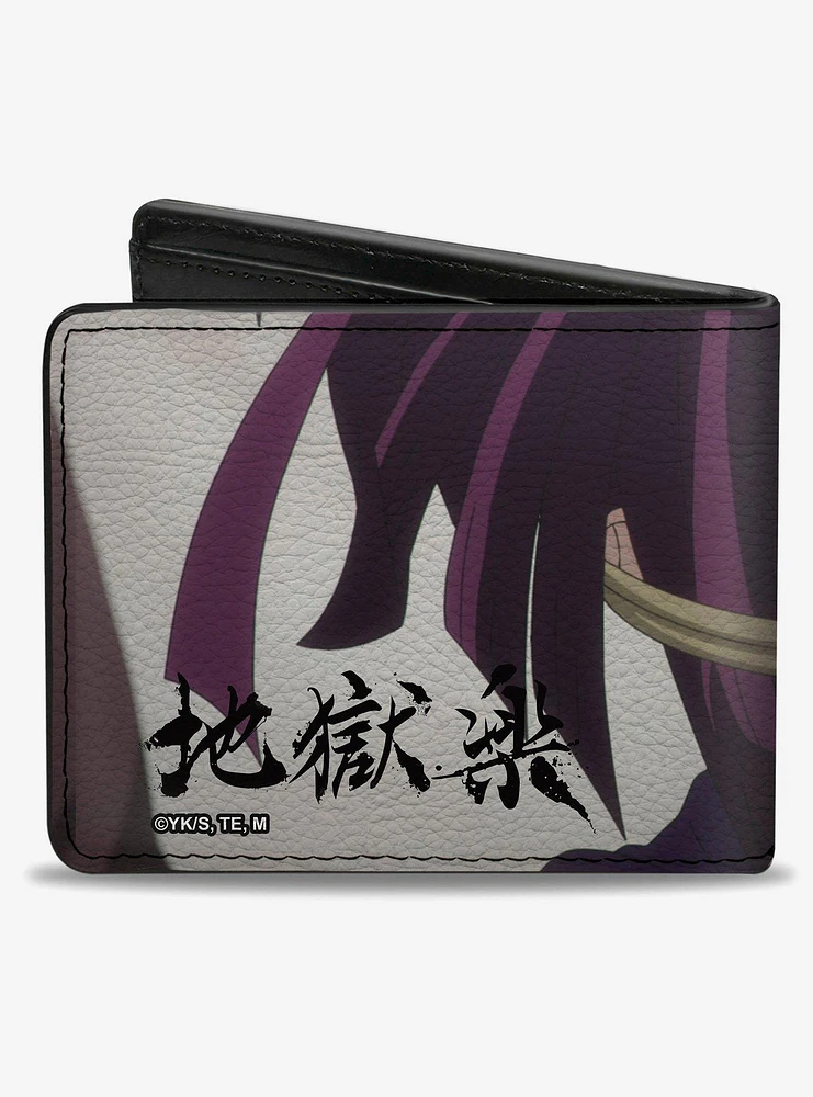 Hells Paradise Yuzuriha Close Up Pose and Title Logo Black Bifold Wallet