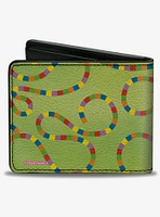 Candy Land Title Logo and Game Path Green Multi Color Bifold Wallet