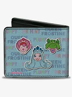 Candy Land Character Trio and Text Blue Multi Color Bifold Wallet