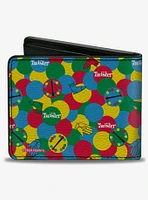 Twister Game Icons and Circle Spots Stacked Multi Color Bifold Wallet