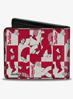 Twister Arm and Leg Pose Blocks Checker White Red Bifold Wallet