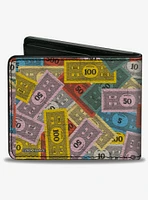 Mr Monopoly Rich Uncle Pennybags Stacked Money Pose Bifold Wallet