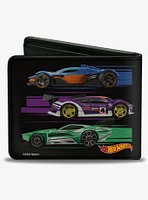 Hot Wheels Six Sportscar Profiles Black Multi Color Bifold Wallet