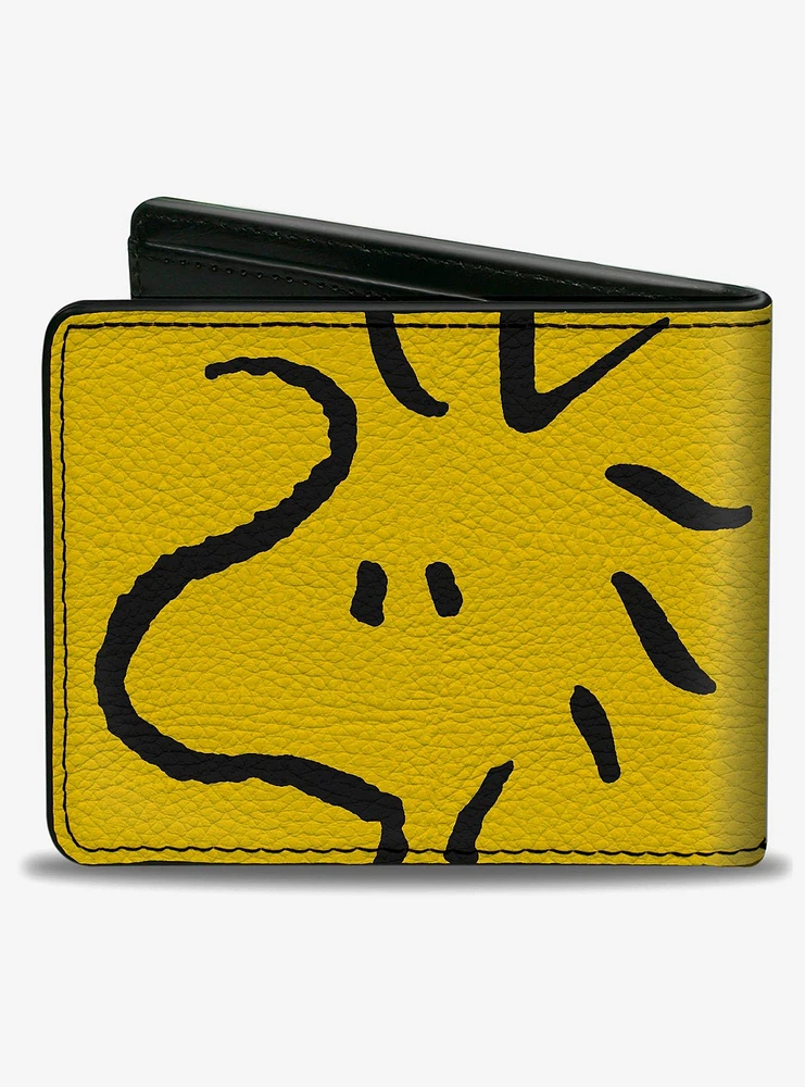 Peanuts Woodstock Face Yellow Black Bifold Wallet