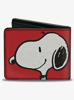 Peanuts Snoopy Smiling Profile Pose Red Bifold Wallet