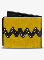 Peanuts Charlie Brown Zig Zag Stripe Yellow Black Bifold Wallet