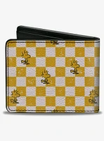 Peanuts Woodstock Pose Checker Yellow White Bifold Wallet