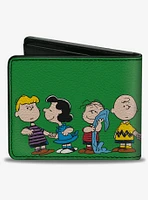 Peanuts Gang Group Pose Green Bifold Wallet